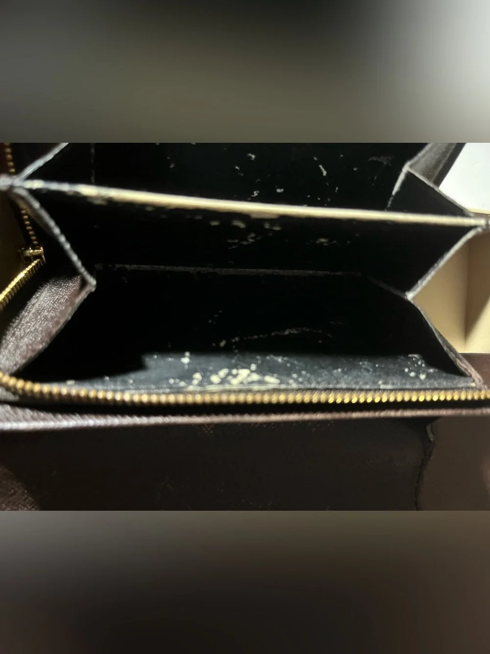 Louis Vuitton Brown Checkered wallet with Gold-Tone Snap and zipper